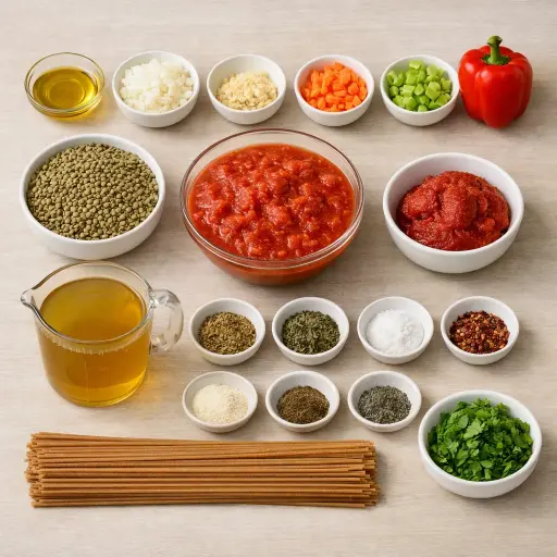 Ingredients for Hearty Lentil Spaghetti Bolognese