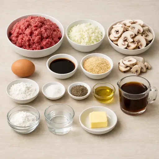 Ingredients for Hearty Mushroom Salisbury Steak