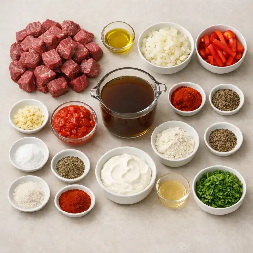 Ingredients for Hearty Paprika Beef Goulash