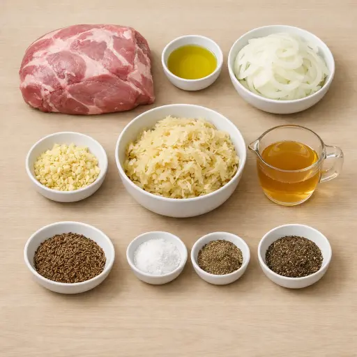 Ingredients for Hearty Pork and Sauerkraut Delight