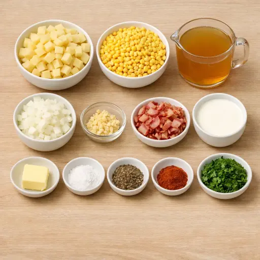 Ingredients for Hearty Potato and Corn Chowder