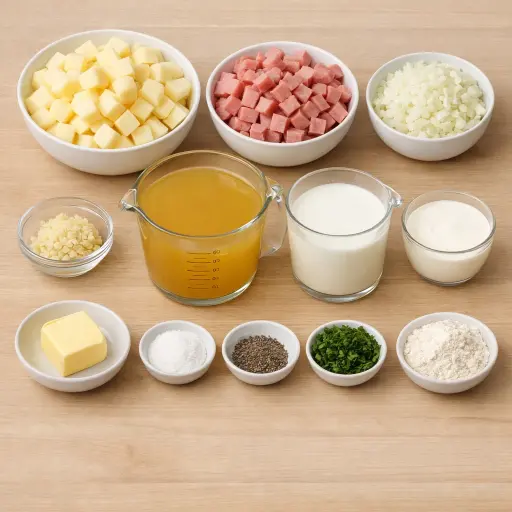 Ingredients for Hearty Potato and Ham Soup