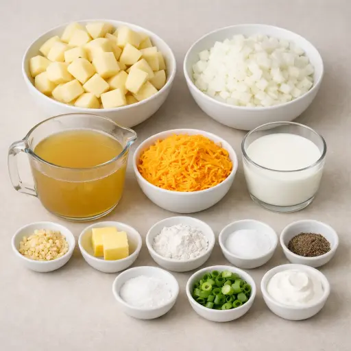 Ingredients for Hearty Potato-Cheddar Soup