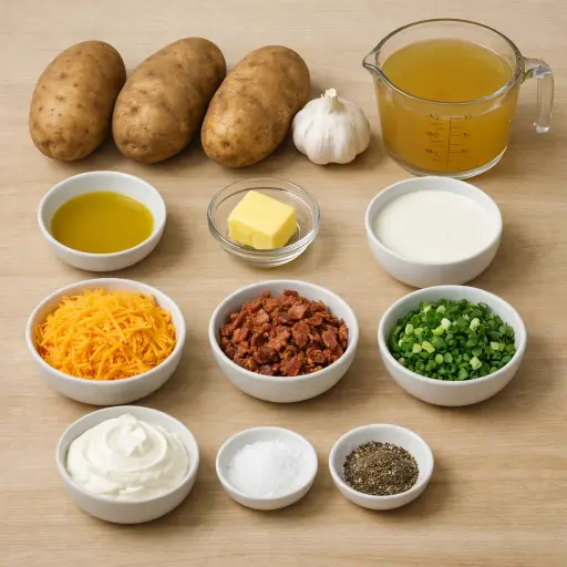 Ingredients for Hearty Roasted Garlic Baked Potato Soup