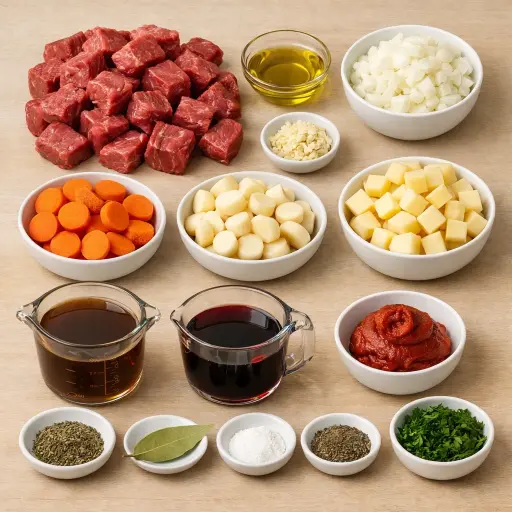 Ingredients for Hearty Root Vegetable Beef Stew