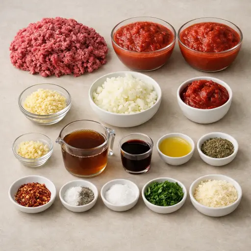 Ingredients for Hearty Rustic Spaghetti Sauce