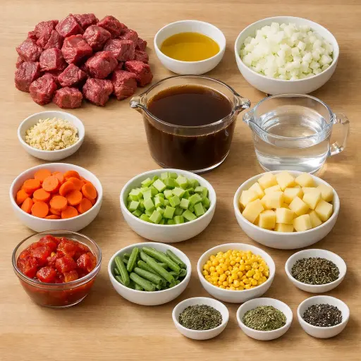 Ingredients for Hearty Rustic Vegetable Beef Soup