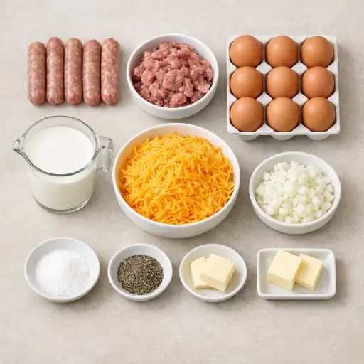 Ingredients for Hearty Sausage and Egg Bake
