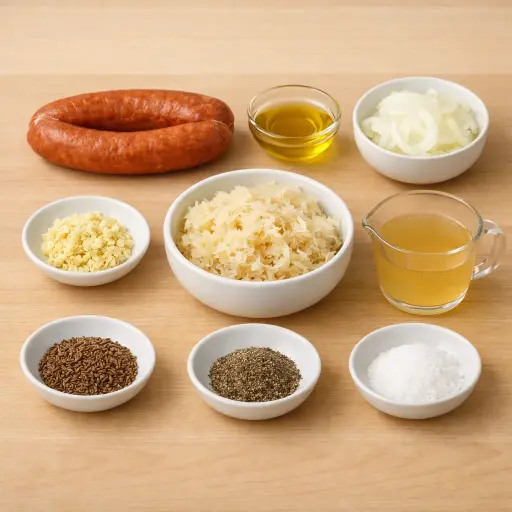 Ingredients for Hearty Sausage and Sauerkraut Delight