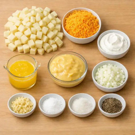 Ingredients for Hearty Slow Cooked Cheesy Potatoes