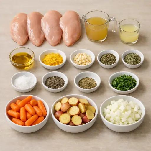 Ingredients for Hearty Slow Cooker Herb Lemon Chicken