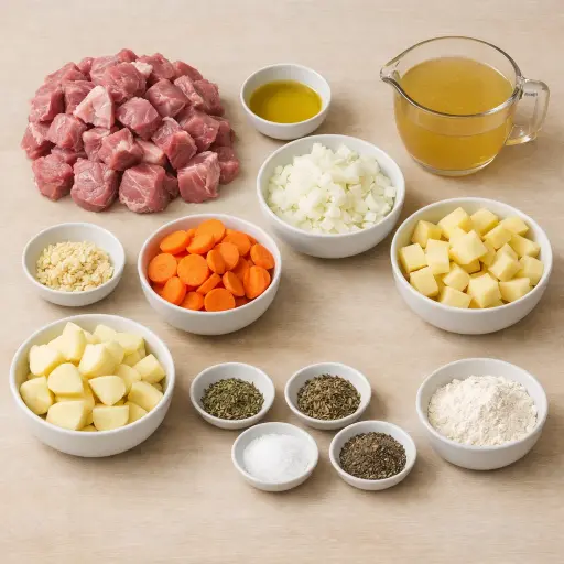 Ingredients for Hearty Slow Cooker Pork & Apple Stew