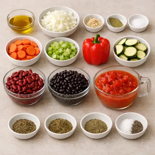 Ingredients for Hearty Slow Cooker Vegetable & Bean Casserole