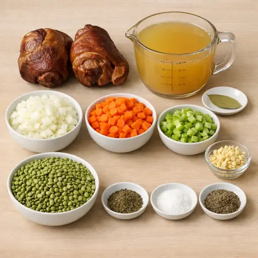 Ingredients for Hearty Smoky Ham and Split Pea Soup