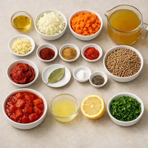 Ingredients for Hearty Smoky Lentil Soup