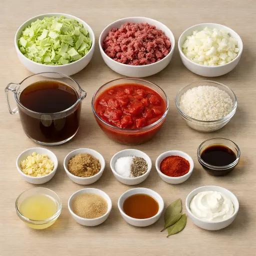 Ingredients for Hearty Stuffed Cabbage Soup