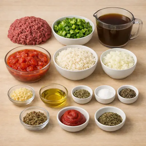 Ingredients for Hearty Stuffed Green Pepper Soup