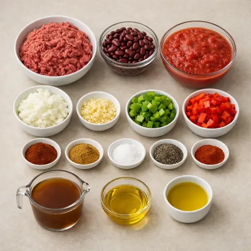 Ingredients for Hearty Traditional Chili