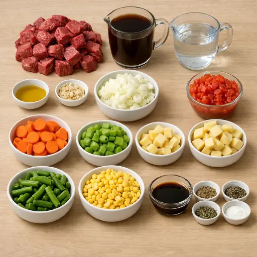 Ingredients for Hearty Vegetable Beef Soup
