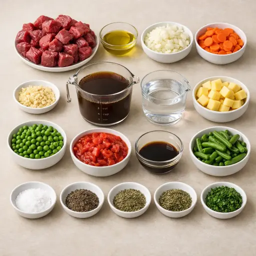 Ingredients for Hearty Vegetable Beef Stew