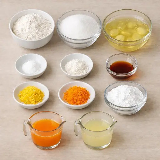Ingredients for Heavenly Citrus Angel Cake