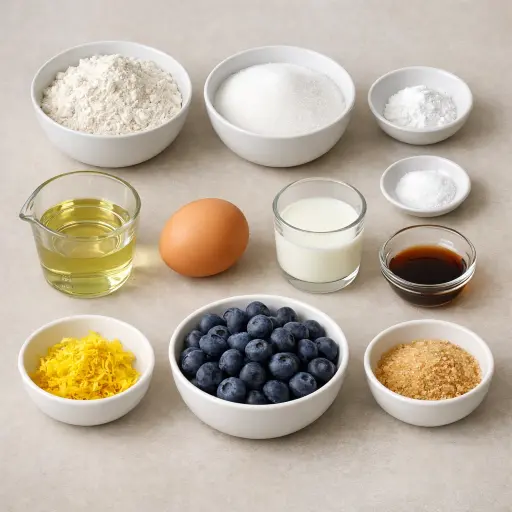Ingredients for Heavenly Lemon Blueberry Muffins