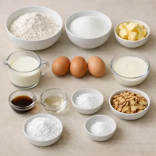 Ingredients for Heavenly Vanilla Almond Cake
