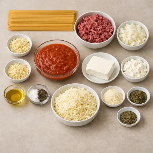 Ingredients for Heirloom Italian Baked Spaghetti