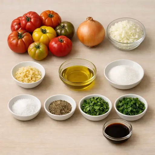 Ingredients for Heirloom Stewed Tomatoes
