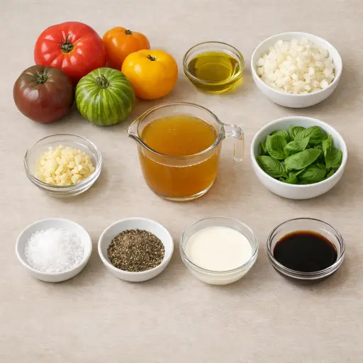 Ingredients for Heirloom Tomato Basil Soup