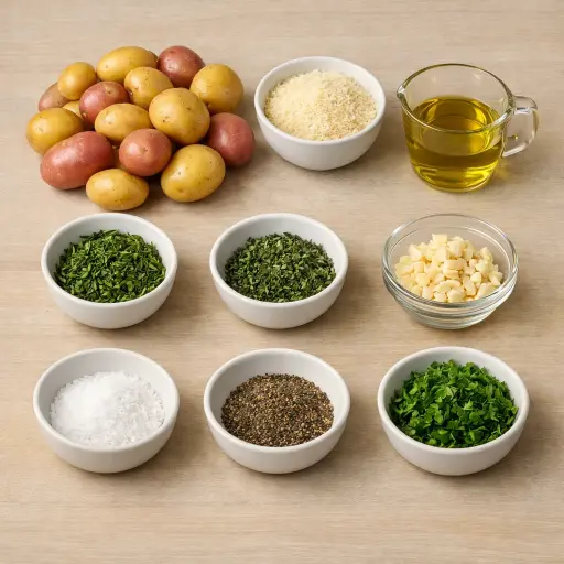Ingredients for Herb & Garlic Parmesan Roasted Potatoes