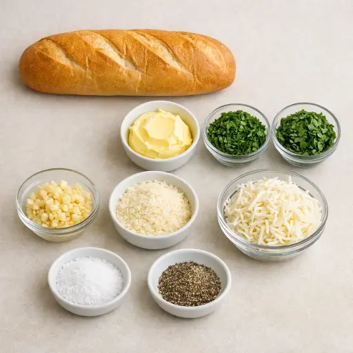 Ingredients for Herb and Cheese Garlic Bread