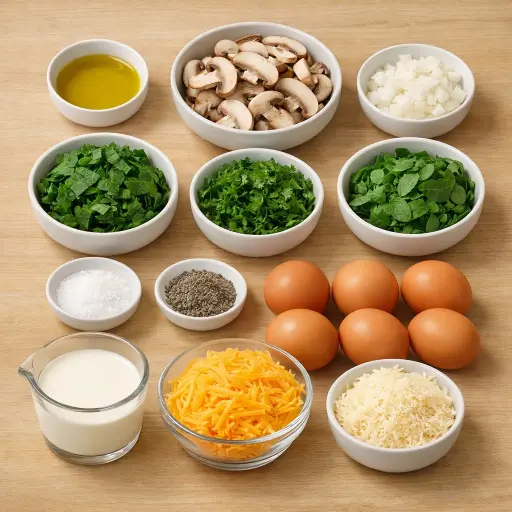 Ingredients for Herb and Mushroom Crustless Quiche