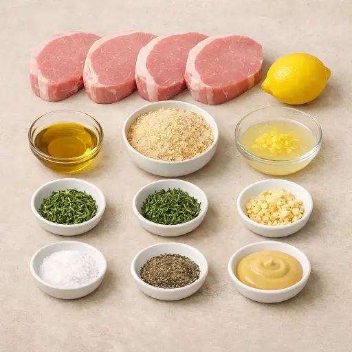 Ingredients for Herb-Crusted Baked Pork Chop with Lemon Garlic Glaze
