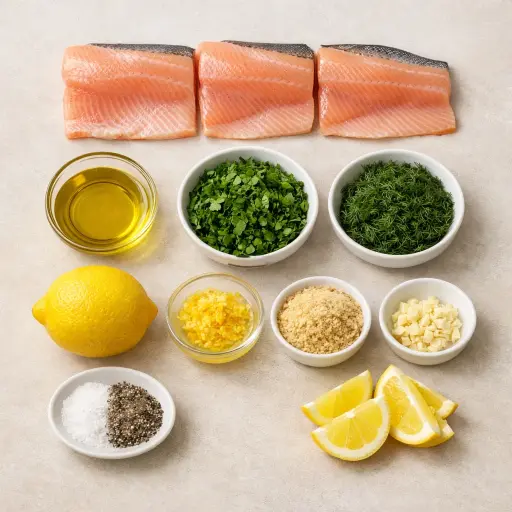 Ingredients for Herb-Crusted Baked Trout Fillets