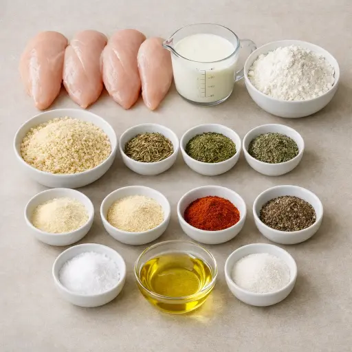 Ingredients for Herb-Crusted Chicken Fried Chicken