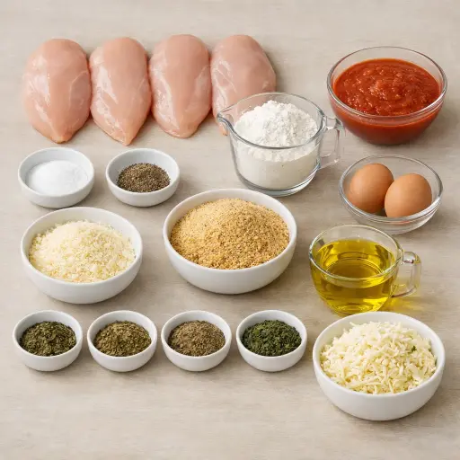 Ingredients for Herb-Crusted Chicken Parmesan