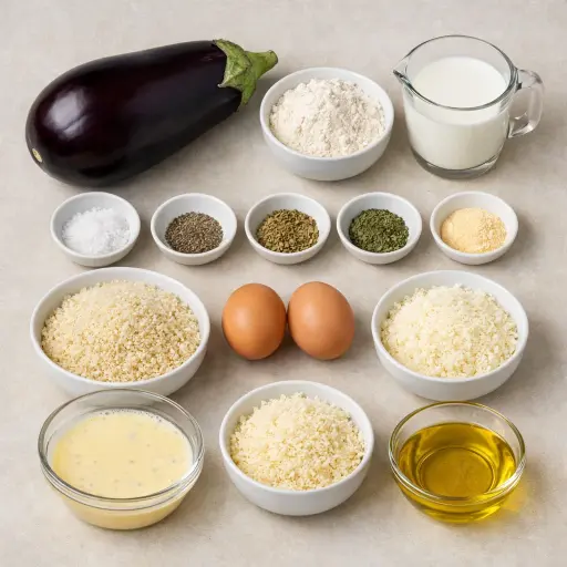 Ingredients for Herb-Crusted Fried Eggplant