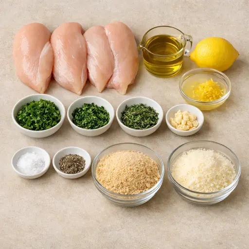 Ingredients for Herb-Crusted Lemon Chicken Breast