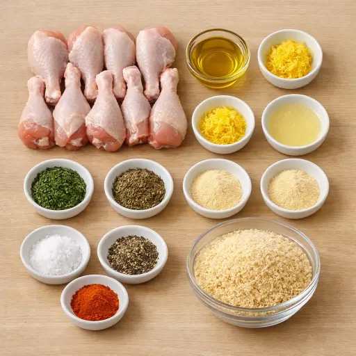 Ingredients for Herb-Crusted Lemon Pepper Chicken Drumsticks