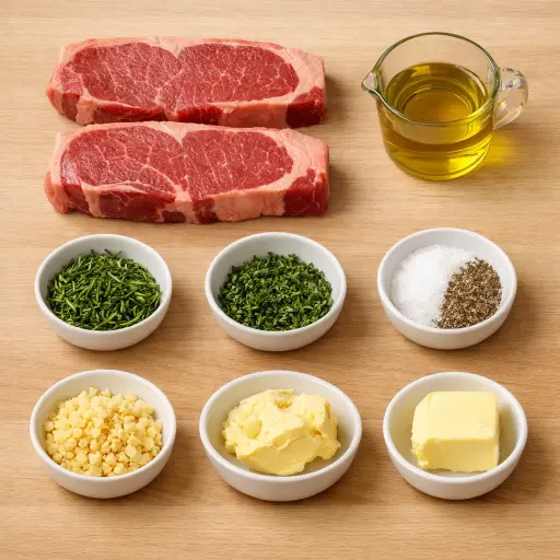 Ingredients for Herb-Crusted New York Strip Steak with Garlic Butter