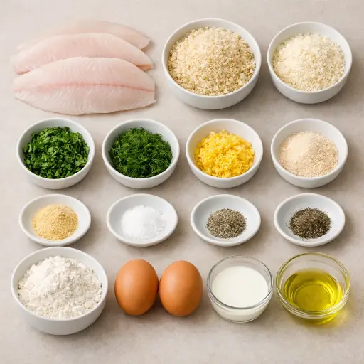 Ingredients for Herb-Crusted Oven-Fried Flounder