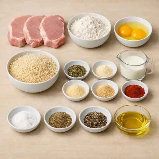 Ingredients for Herb-Crusted Oven-Fried Pork Chops