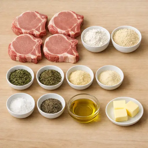 Ingredients for Herb-Crusted Pan-Fried Pork Chops