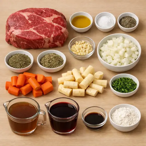 Ingredients for Herb-Crusted Pot Roast with Root Vegetables