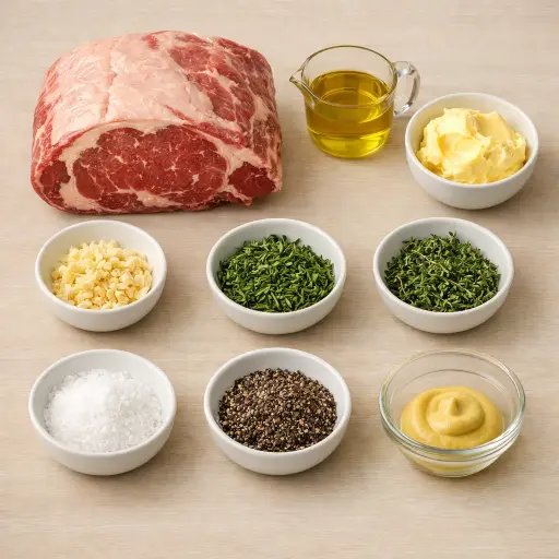 Ingredients for Herb-Crusted Prime Rib Roast with Garlic Butter