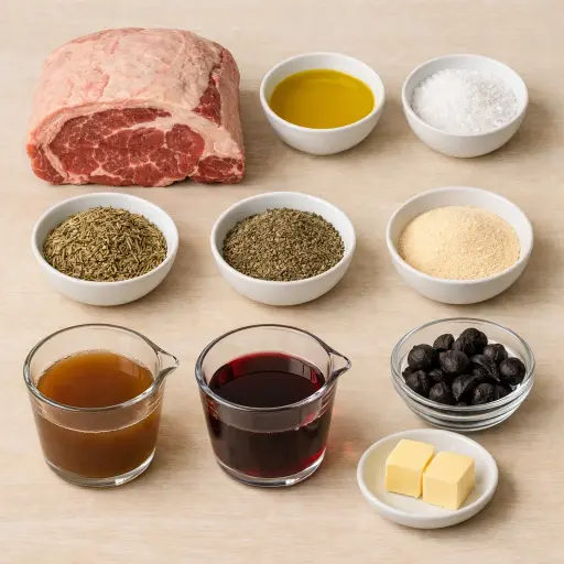 Ingredients for Herb-Crusted Prime Rib with Black Garlic Jus