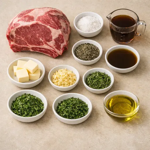 Ingredients for Herb-Crusted Prime Rib with Garlic Butter
