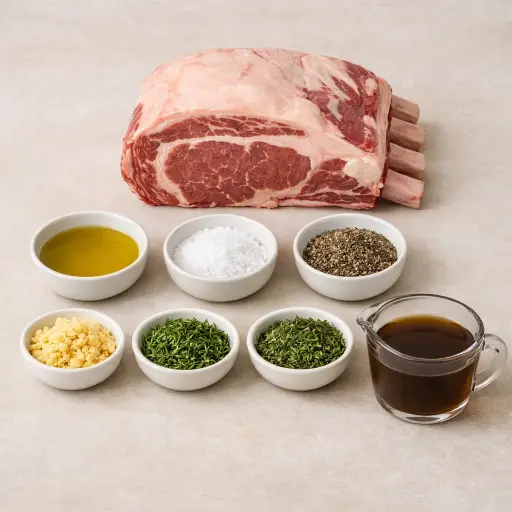 Ingredients for Herb-Crusted Rib Roast with Garlic Jus
