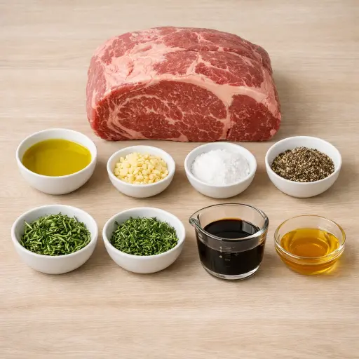 Ingredients for Herb-Crusted Roast Beef with Balsamic Glaze